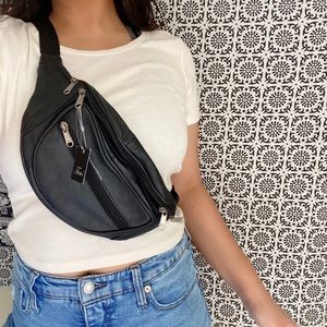 Black Leather Fanny Pack
